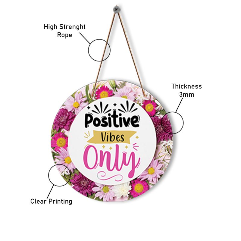Positive Vibes Only Quote Printed Wall hanging for Home & Office Decoration | Bedroom & Living Room Wall Decor | Door Hanging | Gift | Decoration Art Piece | Motivational Quote Decorative Wall Art